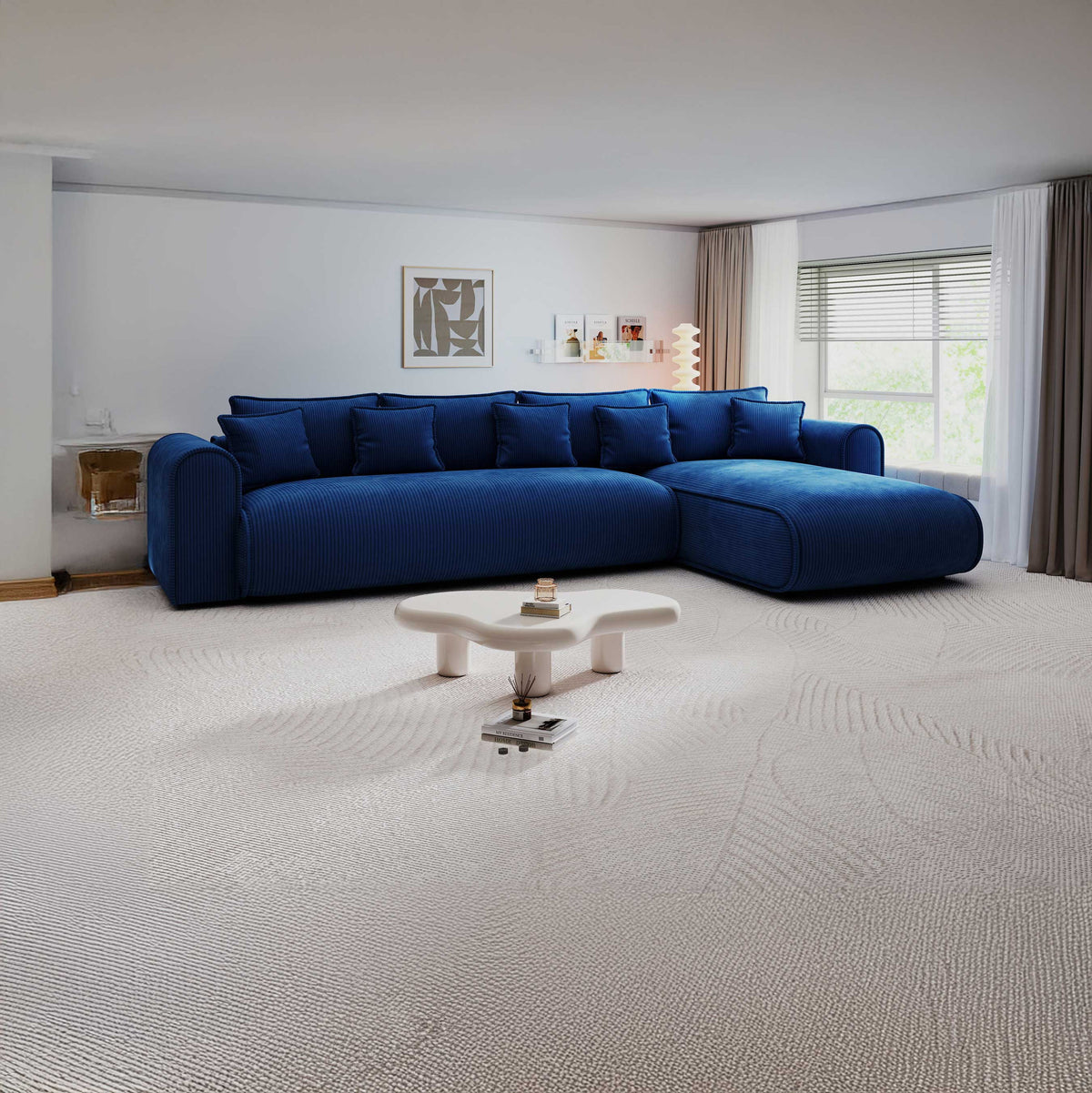 Colțar extensibil dumonde cu ladă de depozitare Monaco XL Zoom Albastru II 340x185 cm — dreapta — imagine principală
