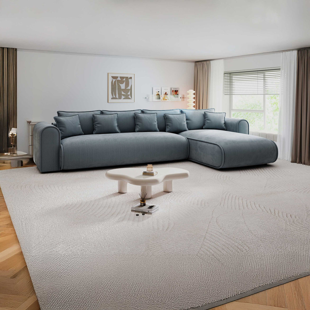 Colțar extensibil dumonde cu ladă de depozitare Monaco XL Zoom Gri II 340x185 cm — dreapta — imagine principală