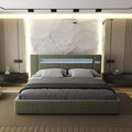 Pat dormitor dumonde, tapitat verde, Glow 180x200 cm, somiera rabatabila inclusa, spatiu depozitare