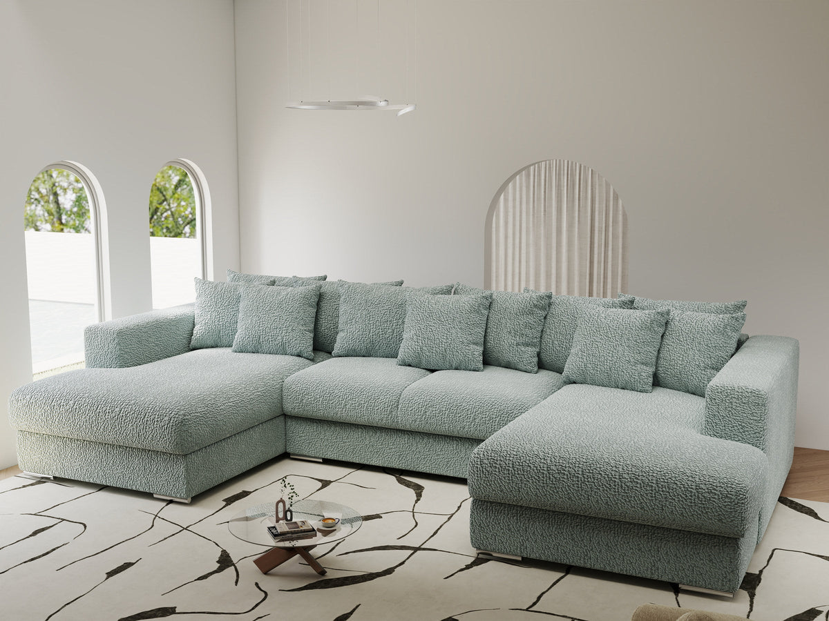 Colțar extensibil dumonde Gloria U Jaguar Aqua 345x185 cm — imagine 1
