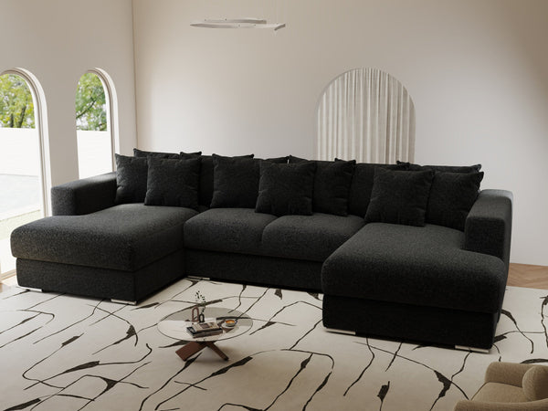 Colțar extensibil dumonde Gloria U Monte Negru 345x185 cm — imagine 1