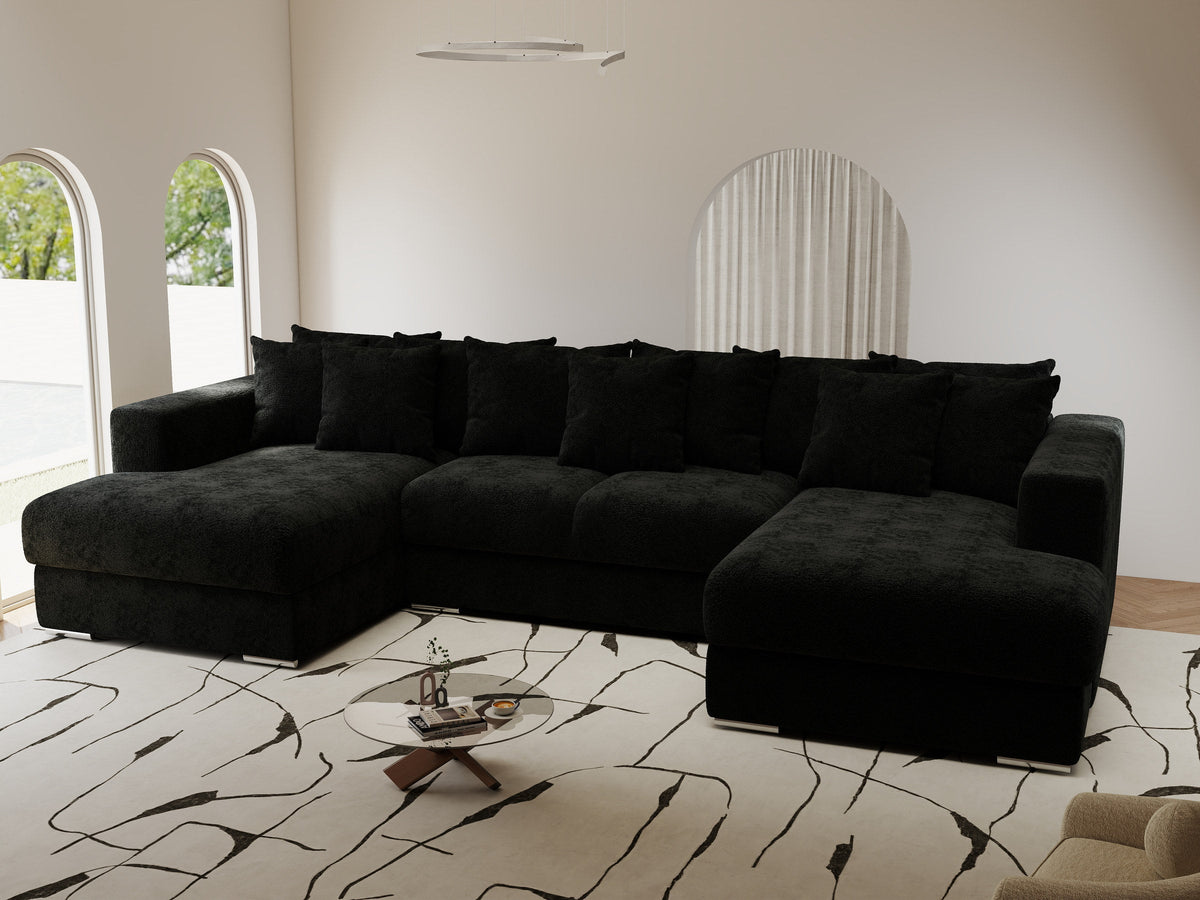 Colțar extensibil dumonde Gloria U Quelle Negru 345x185 cm — imagine 1