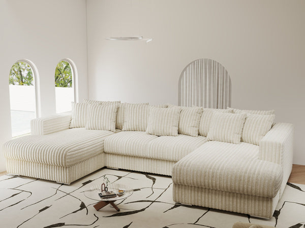 Colțar extensibil dumonde Gloria U Tilia Crem 345x185 cm — imagine 1