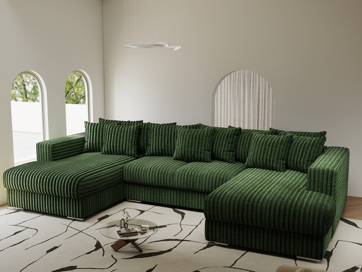 Colțar extensibil dumonde Gloria U Tilia Verde 345x185 cm — imagine 1