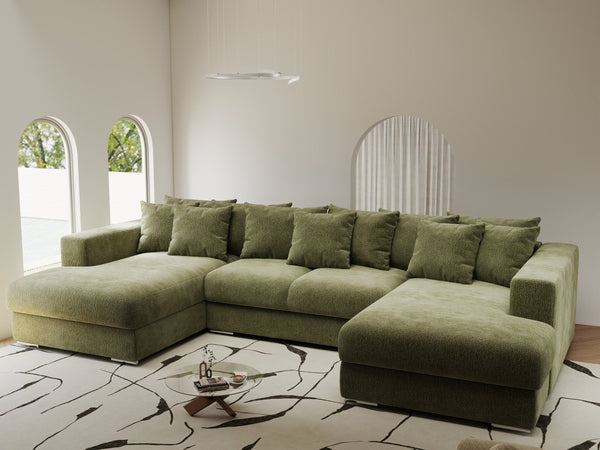 Colțar extensibil dumonde Gloria U Vibe Olive 345x185 cm — imagine 1