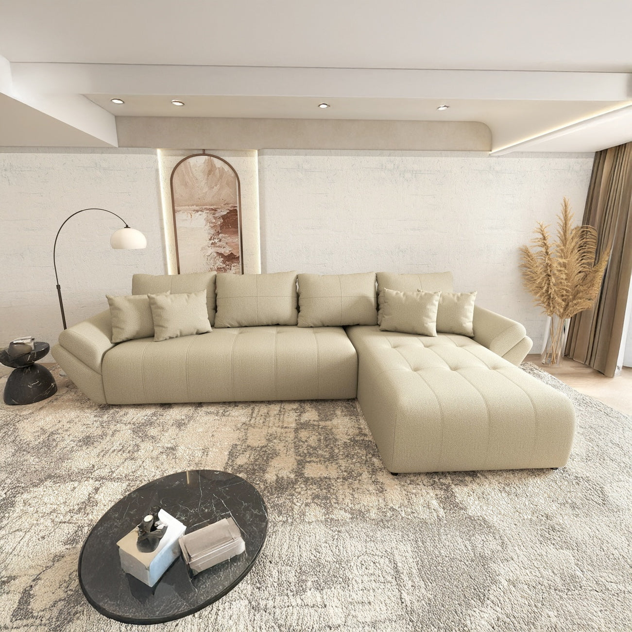 Colțar extensibil dumonde cu ladă de depozitare Berlin XL Enjoy Camel 350x185 cm II