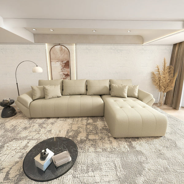 Colțar extensibil dumonde cu ladă de depozitare Berlin XL Enjoy Camel 350x185 cm II