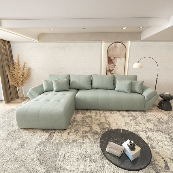 Colțar extensibil dumonde cu ladă de depozitare Berlin XL Enjoy Mint 350x185 cm