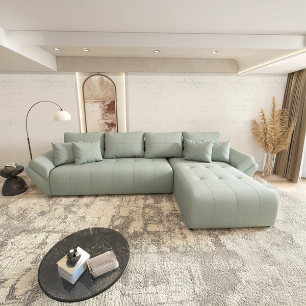 Colțar extensibil dumonde cu ladă de depozitare Berlin XL Enjoy Mint 350x185 cm II