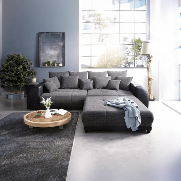 Canapea extensibilă dumonde cu 2 lăzi de depozitare Verona Magma Black 310x120 cm cu taburet inclus