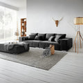 Canapea extensibilă dumonde cu ladă de depozitare Marbela Enjoy Black XXL 295x120 cm cu taburet inclus