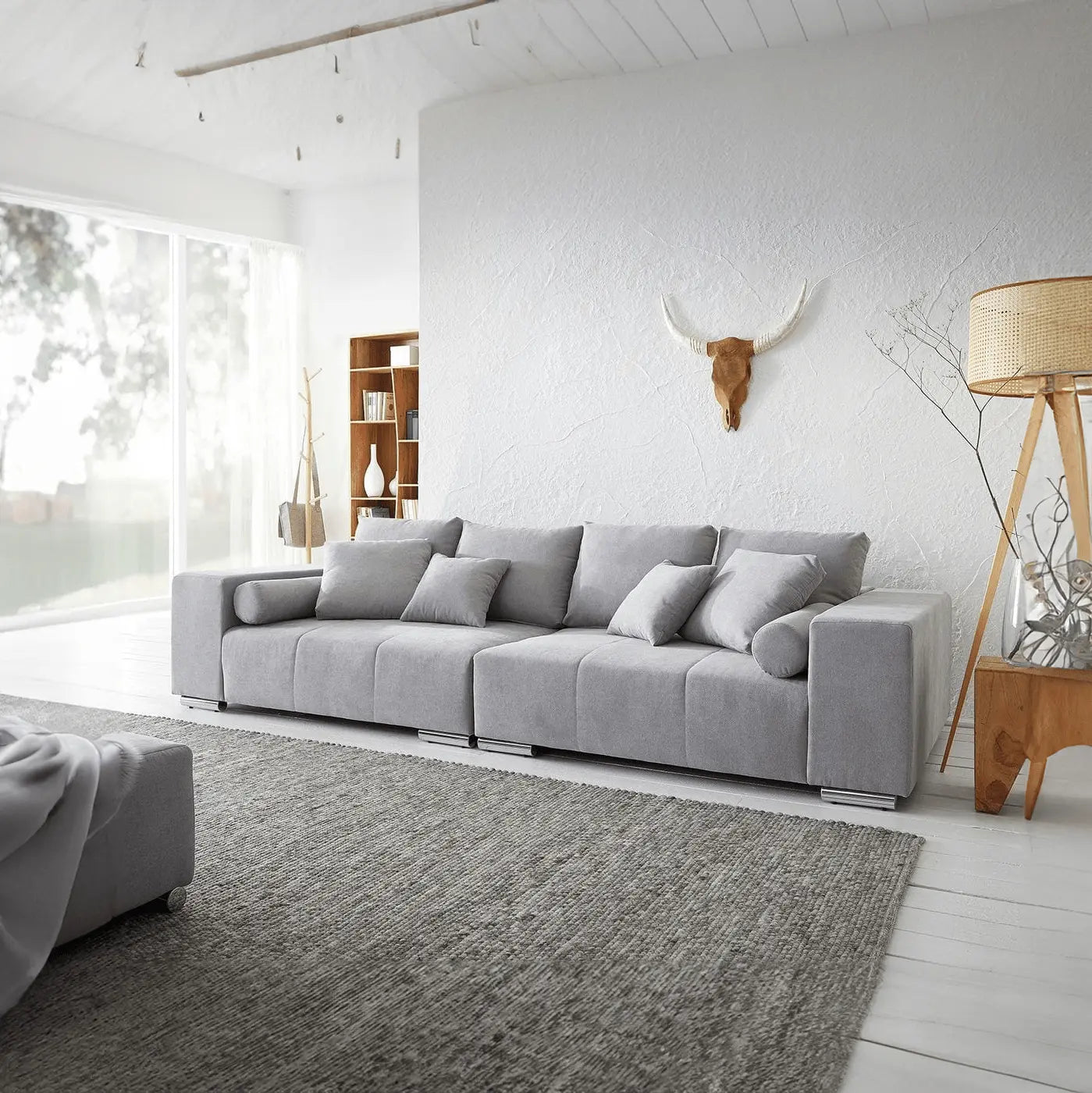 Canapea extensibilă dumonde cu ladă de depozitare Marbela Enjoy Silver XXL 295x120 cm