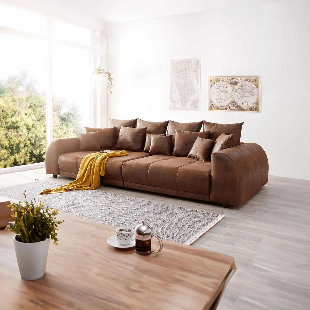 Canapea extensibilă dumonde cu 2 lăzi de depozitare Verona Madagaskar Brown 310x120 cm