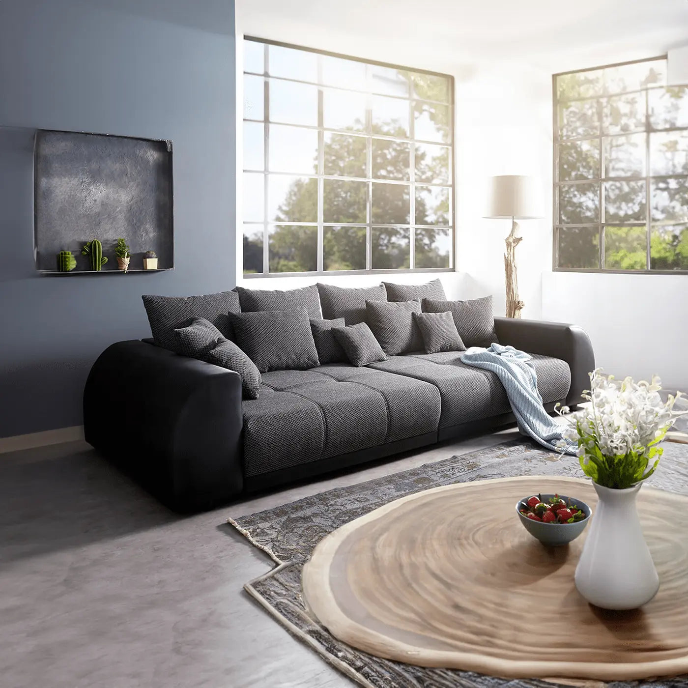 Canapea extensibilă dumonde cu 2 lăzi de depozitare Verona Magma Black 310x120 cm