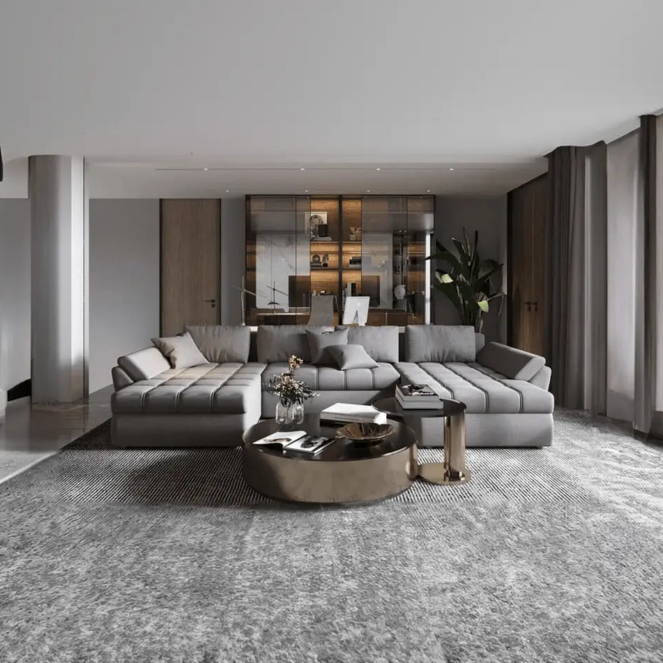 Colțar extensibil dumonde cu ladă de depozitare Loana U Enjoy Grey 375x185 cm