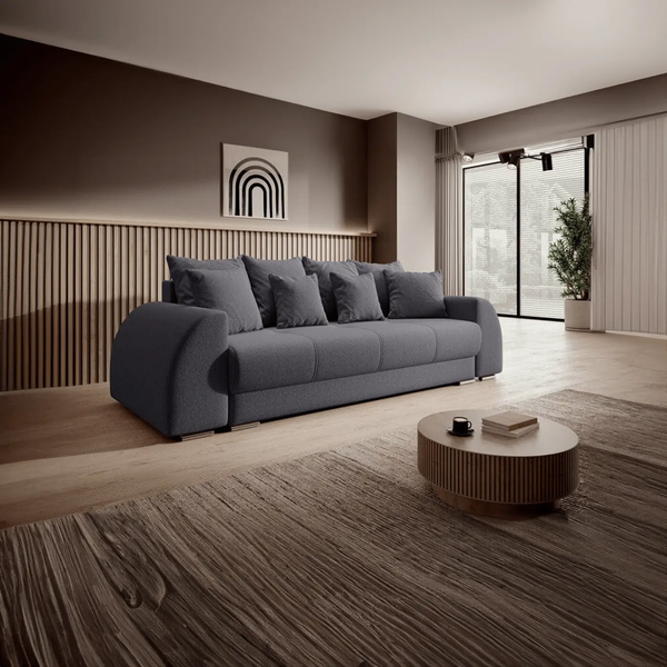 Canapea extensibilă dumonde cu ladă de depozitare si sezut confortabil din spuma HR, Verona Graphite 260x100 cm Fabrica