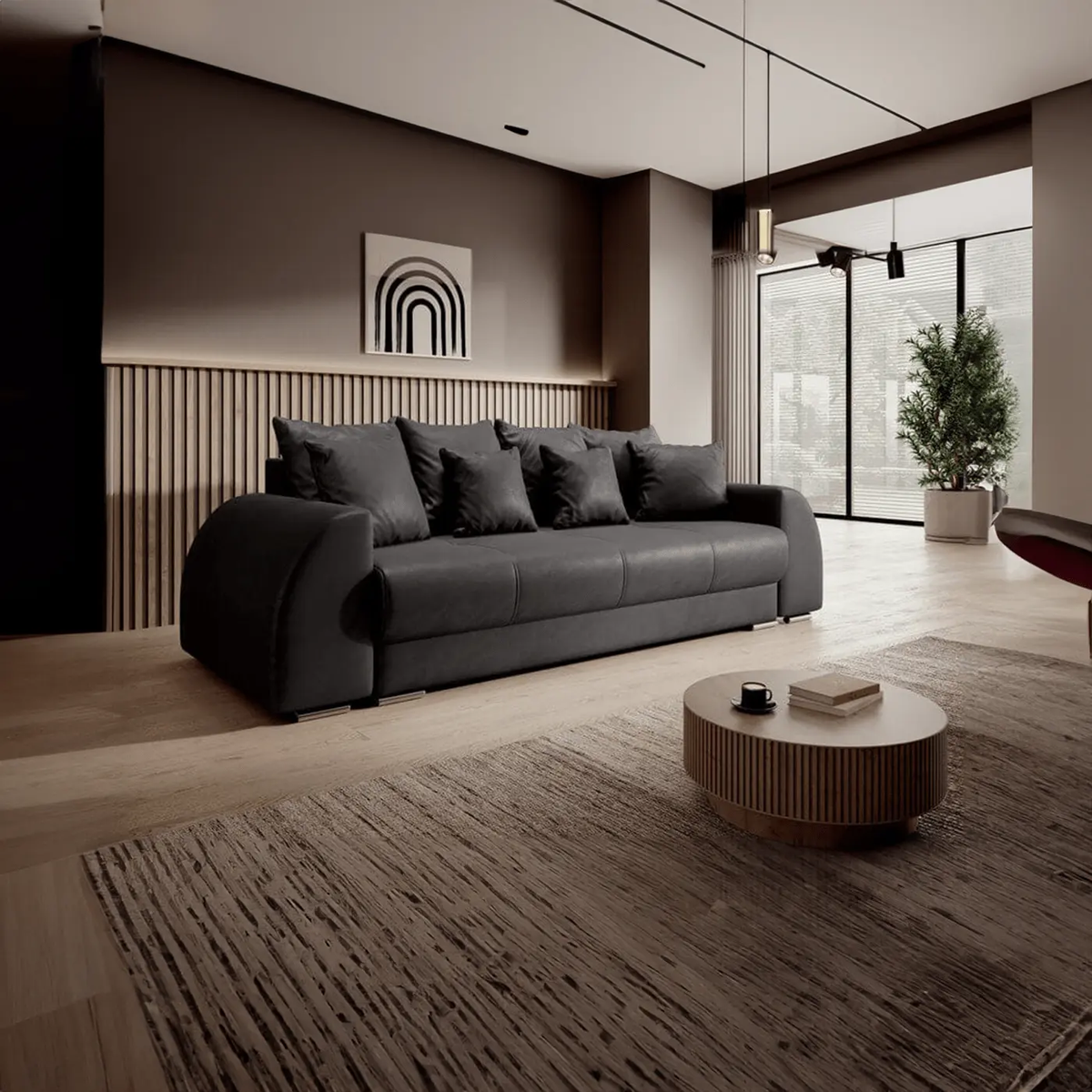 Canapea extensibilă dumonde cu ladă de depozitare si sezut confortabil din spuma HR, Verona Antracit 260x100 cm Fabrica