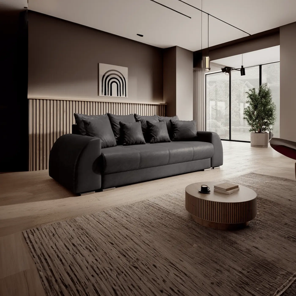 Canapea extensibilă dumonde cu ladă de depozitare si sezut confortabil din spuma HR, Verona Antracit 260x100 cm Fabrica