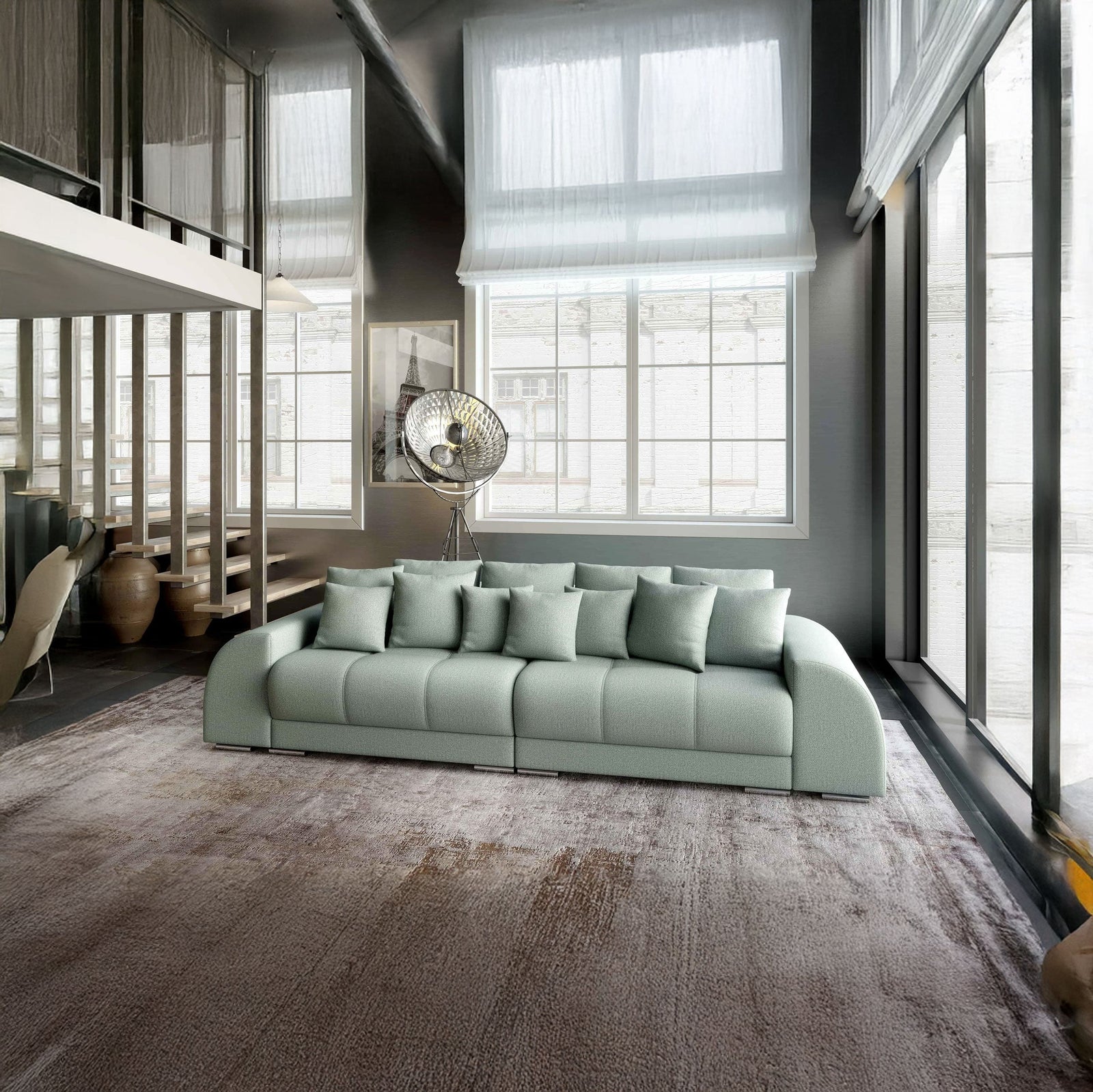 Canapea extensibilă dumonde cu 2 lăzi de depozitare si sezut confortabil din spuma HR, Verona Enjoy Mint 310x100 cm Fabrica