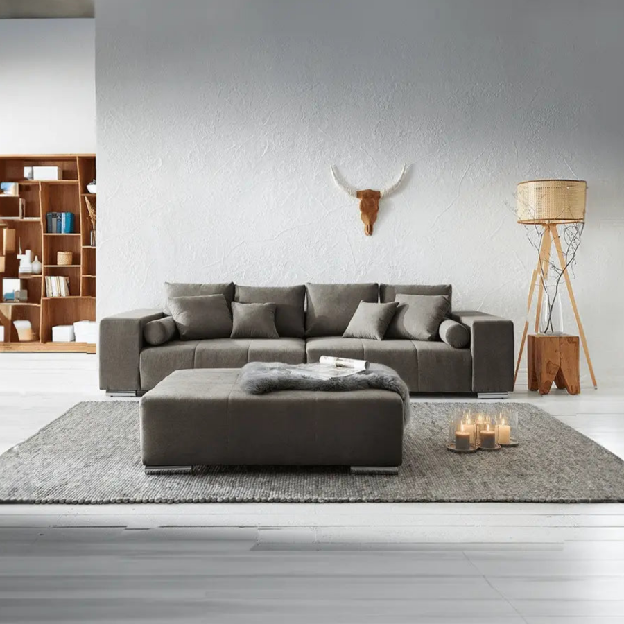 Canapea extensibilă dumonde cu ladă de depozitare Marbela Enjoy Kaki XXL 295x120 cm cu taburet inclus