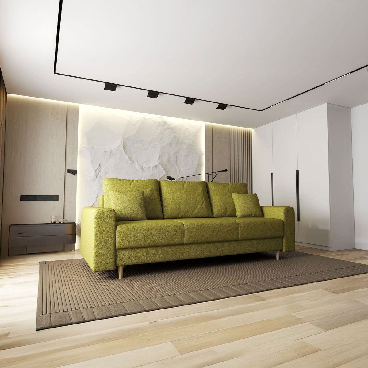 Canapea extensibilă dumonde cu ladă de depozitare si sezut confortabil din spuma HR, Kronos Enjoy Verde 210x100 cm fabrica