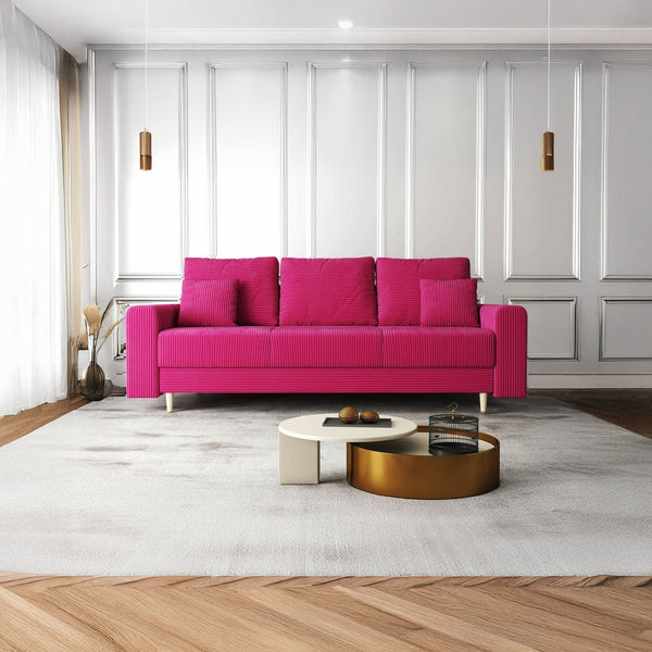 Canapea extensibilă dumonde cu ladă de depozitare si sezut confortabil din spuma HR, Kronos Zoom Rosu 210x100 cm fabrica