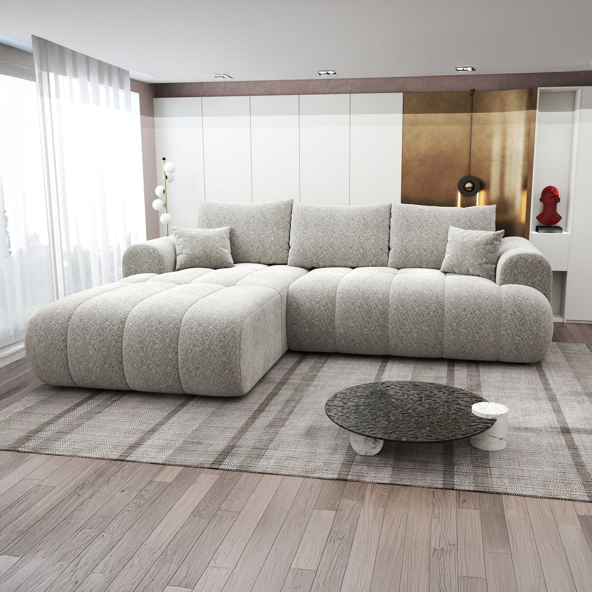 Colțar extensibil dumonde Milano Lounge Arena Bej 255x190 cm