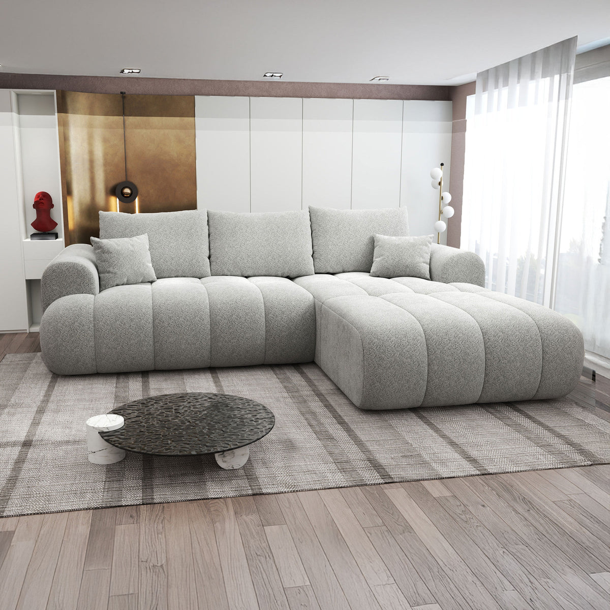 Colțar extensibil dumonde Milano Lounge Arena Silver II 255x190 cm