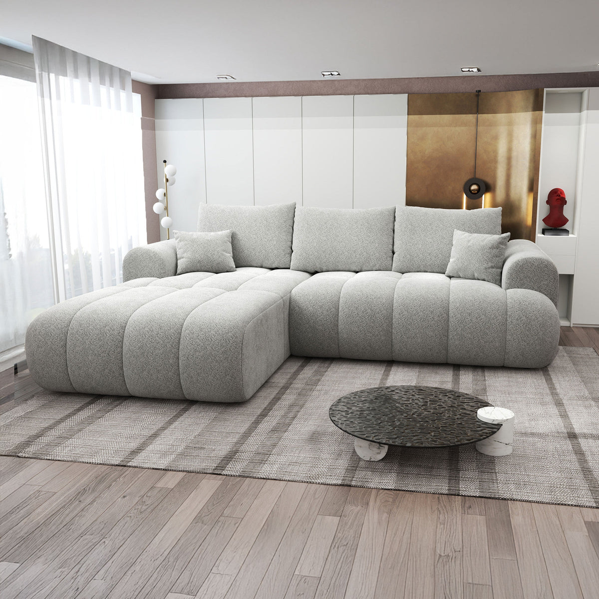 Colțar extensibil dumonde Milano Lounge Arena Silver 255x190 cm