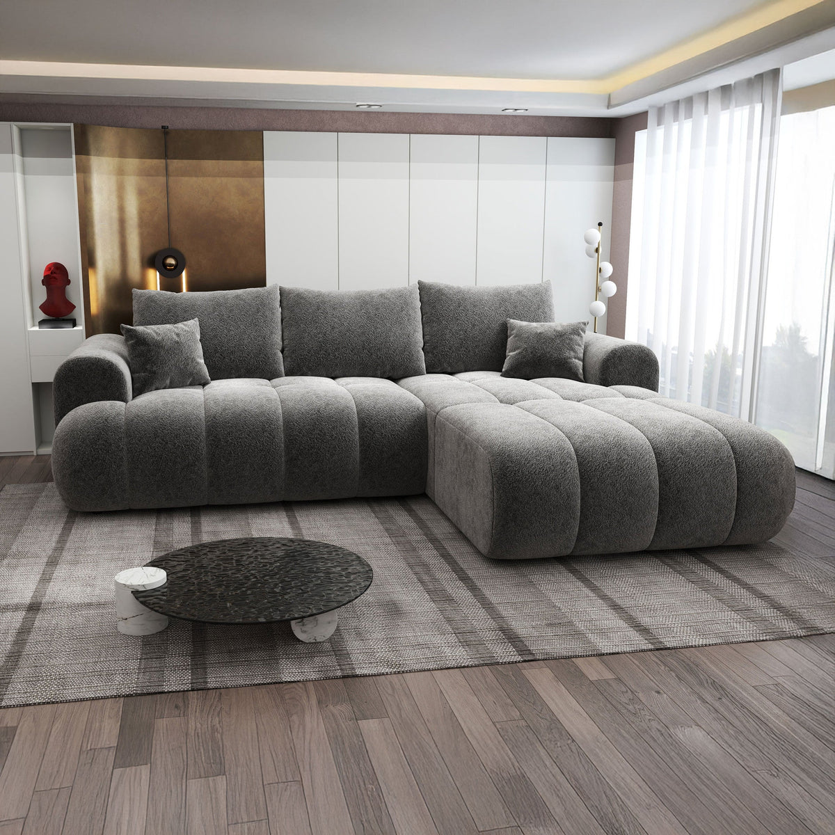 Colțar extensibil dumonde Milano Lounge Arena Grafit II 255x190 cm