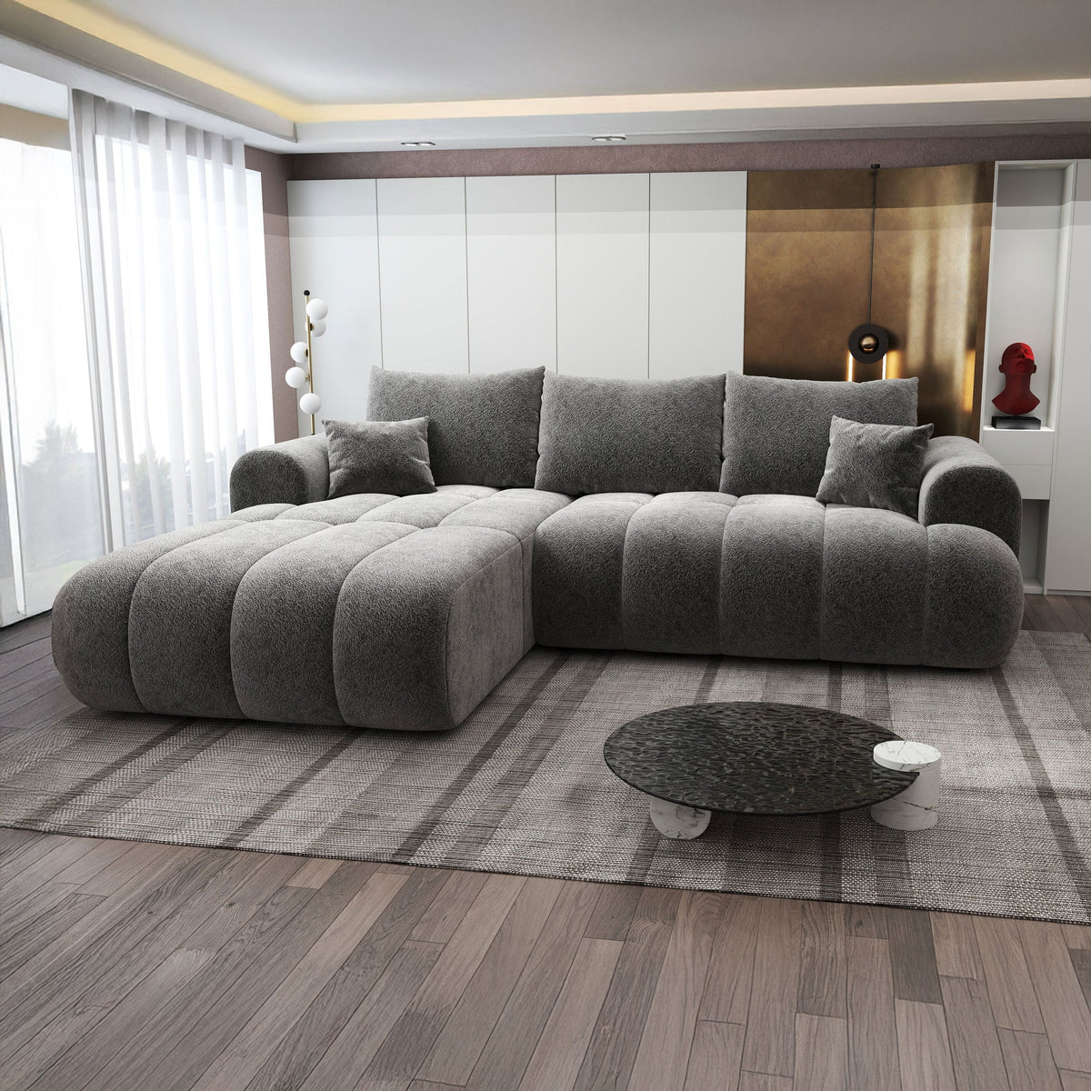Colțar extensibil dumonde Milano Lounge Arena Grafit 255x190 cm