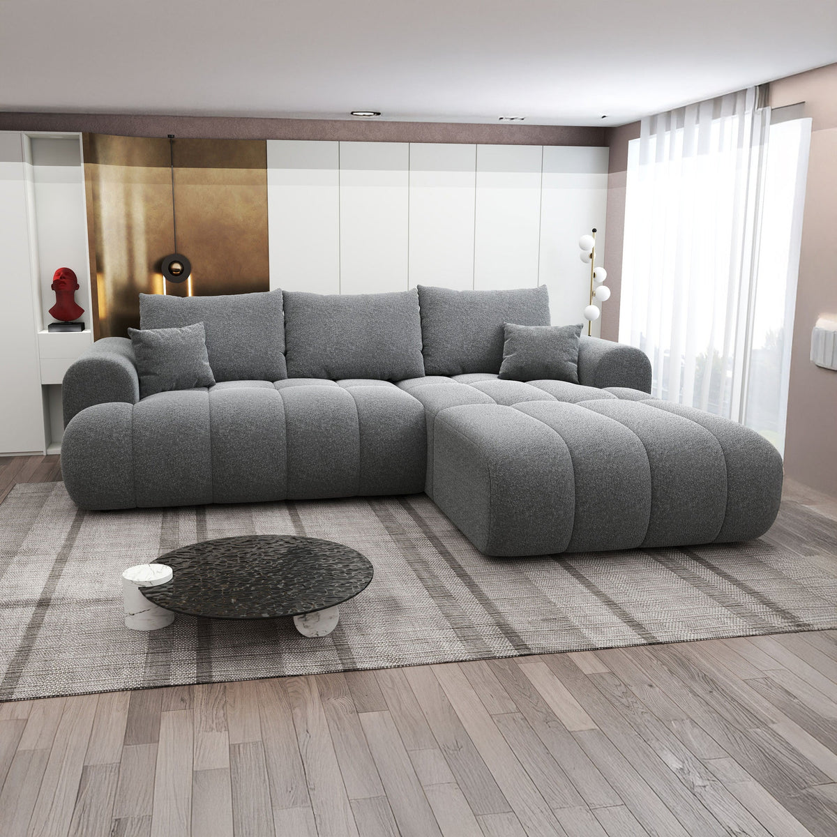 Colțar extensibil dumonde Milano Lounge Monte Gri II 255x190 cm
