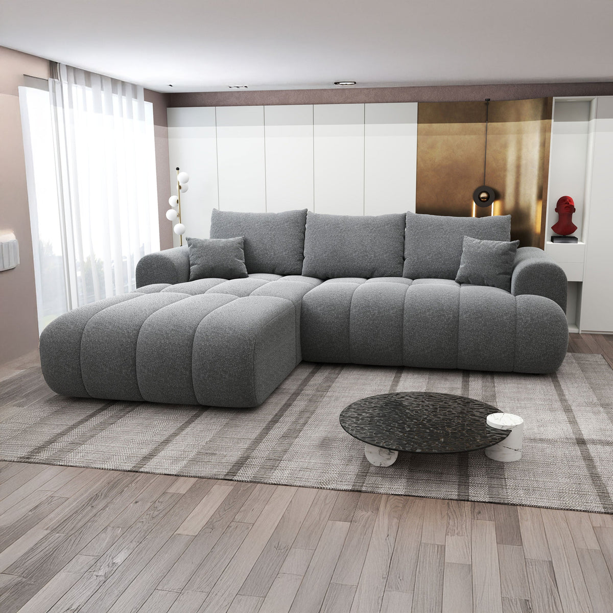 Colțar extensibil dumonde Milano Lounge Monte Gri 255x190 cm