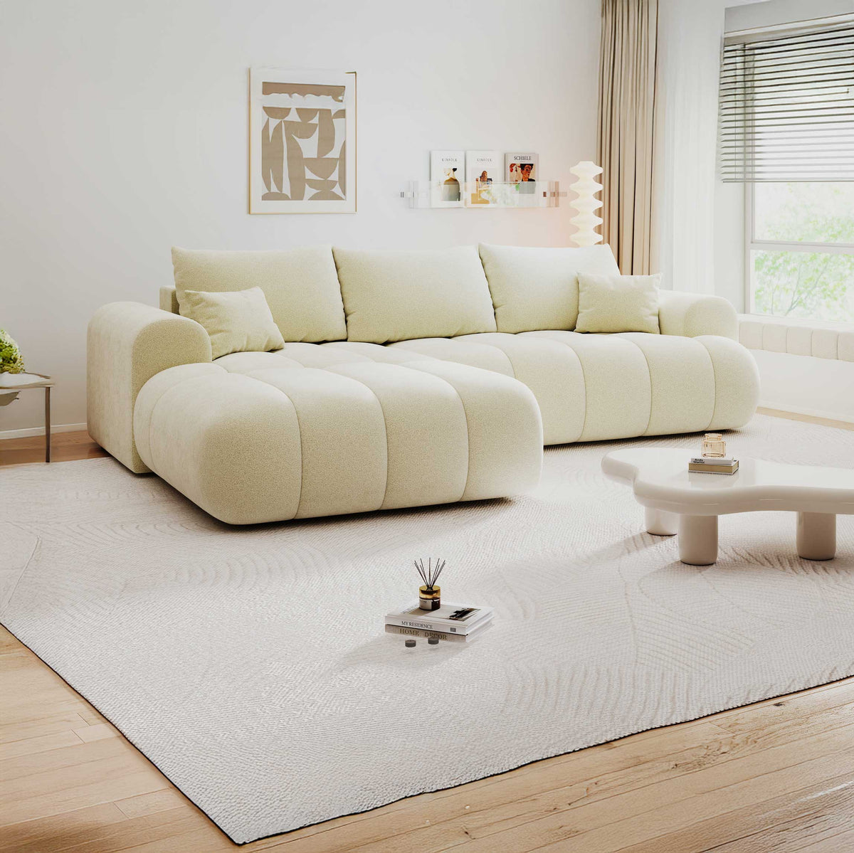 Colțar extensibil dumonde Milano Lounge Quelle Ivory 255x190 cm