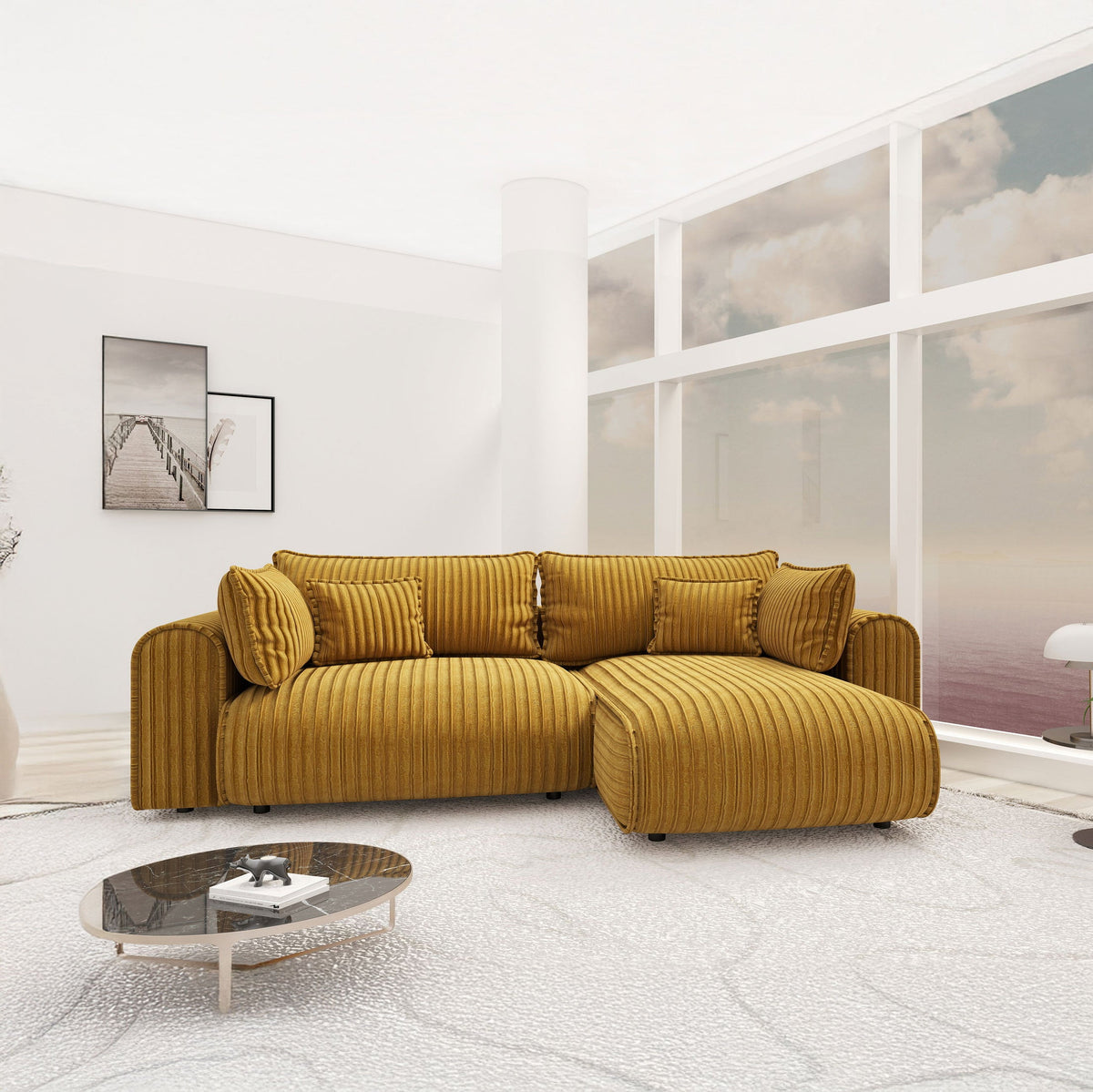 Colțar extensibil dumonde cu ladă de depozitare Monaco L Ambience Amber II 270x190 cm