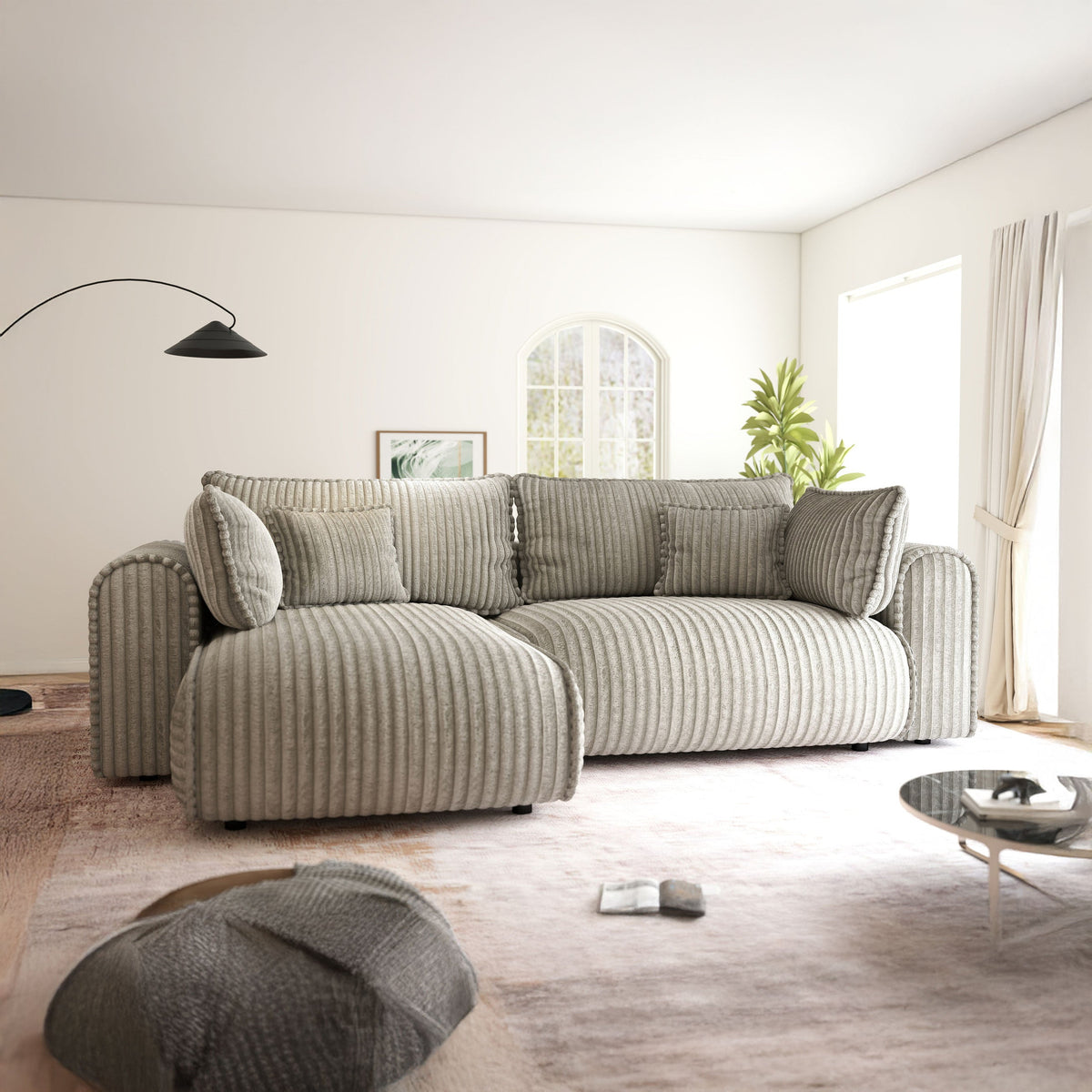 Colțar extensibil dumonde cu ladă de depozitare Monaco L Tilia Capucino 270x190 cm