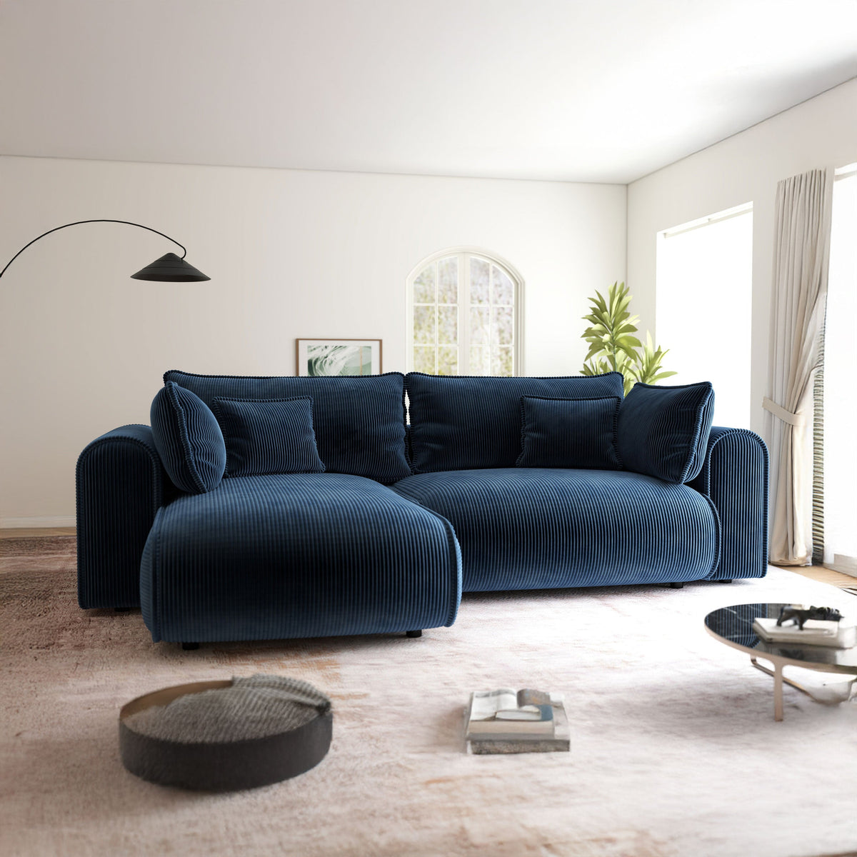 Colțar extensibil dumonde cu ladă de depozitare Monaco L Zoom Albastru 270x190 cm