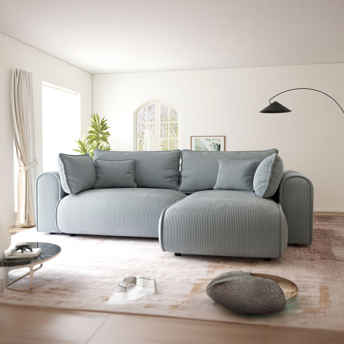 Colțar extensibil dumonde cu ladă de depozitare Monaco L Zoom Gri II 270x190 cm