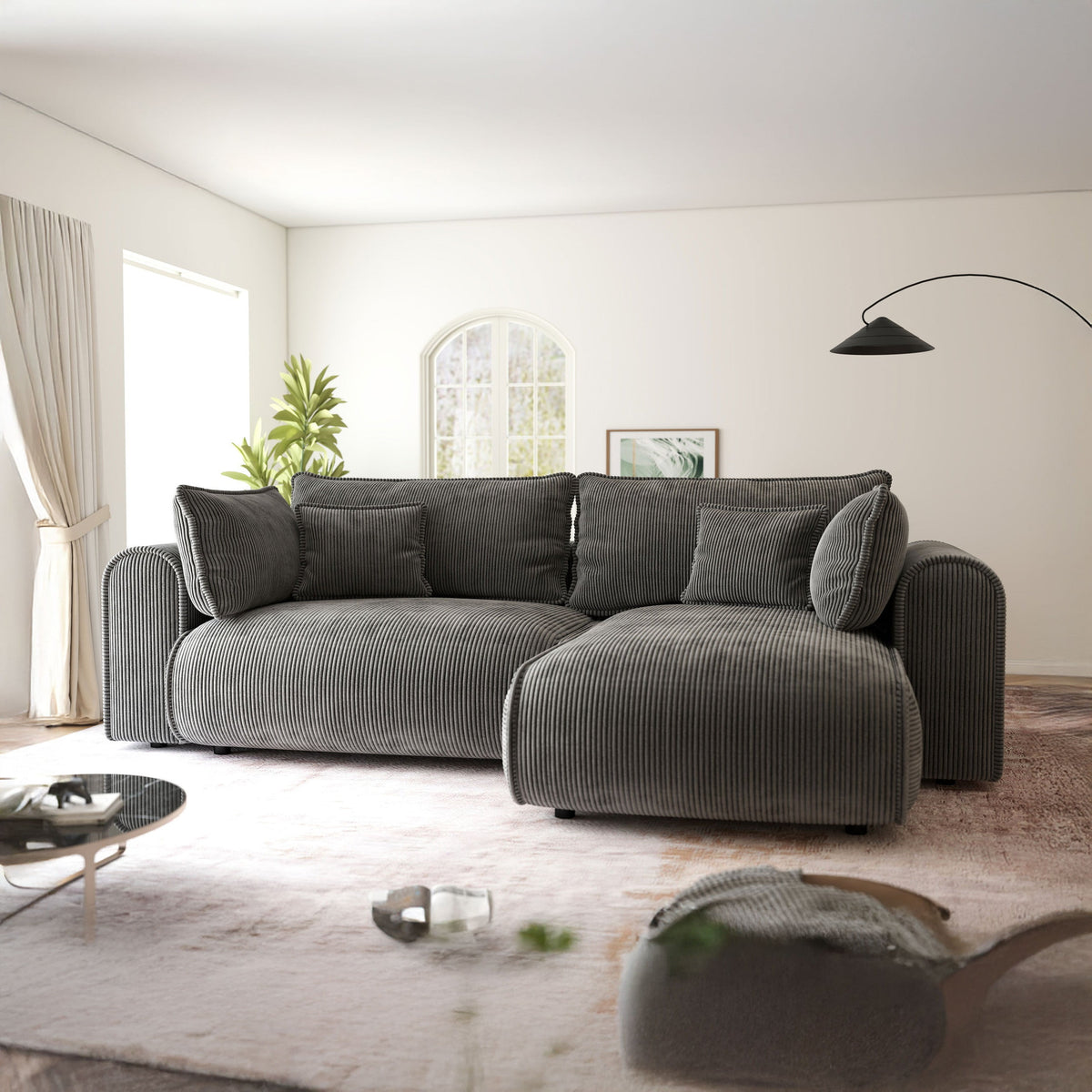 Colțar extensibil dumonde cu ladă de depozitare Monaco L Zoom Grafit II 270x190 cm