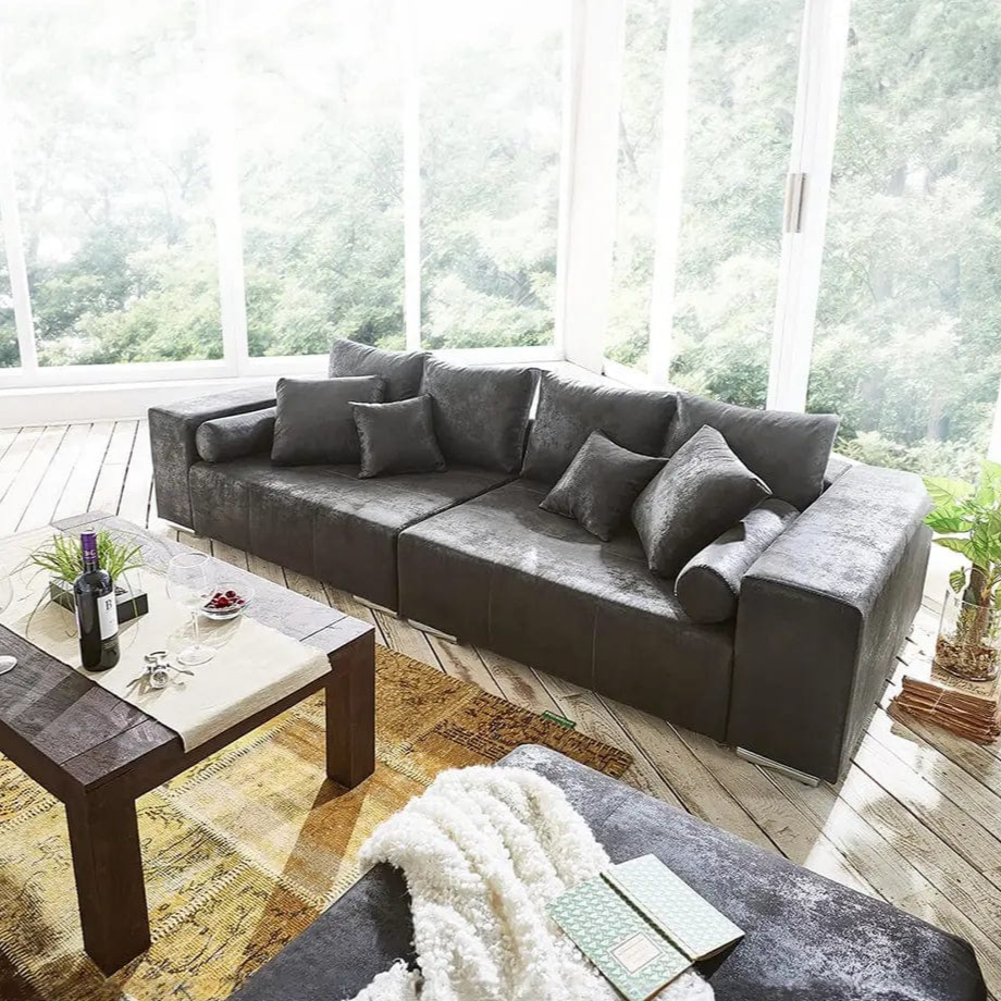 Canapea extensibilă dumonde cu ladă de depozitare Marbela Madagaskar Grey XXL 295x120 cm