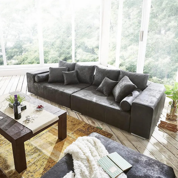 Canapea extensibilă dumonde cu ladă de depozitare Marbela Madagaskar Grey XXL 295x120 cm