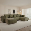 Colțar extensibil dumonde în formă de U cu ladă de depozitare Monaco U Tilia Olive 390x190 cm