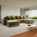 Colțar extensibil dumonde cu ladă de depozitare Leonardo U Cremona Olive 360x185 cm