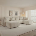 Colțar extensibil dumonde în formă de U cu ladă de depozitare Monaco U Tilia Crem 390x190 cm