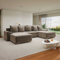 Colțar extensibil dumonde cu ladă de depozitare Leonardo U Jaguar Maro Cappuccino 360x185 cm