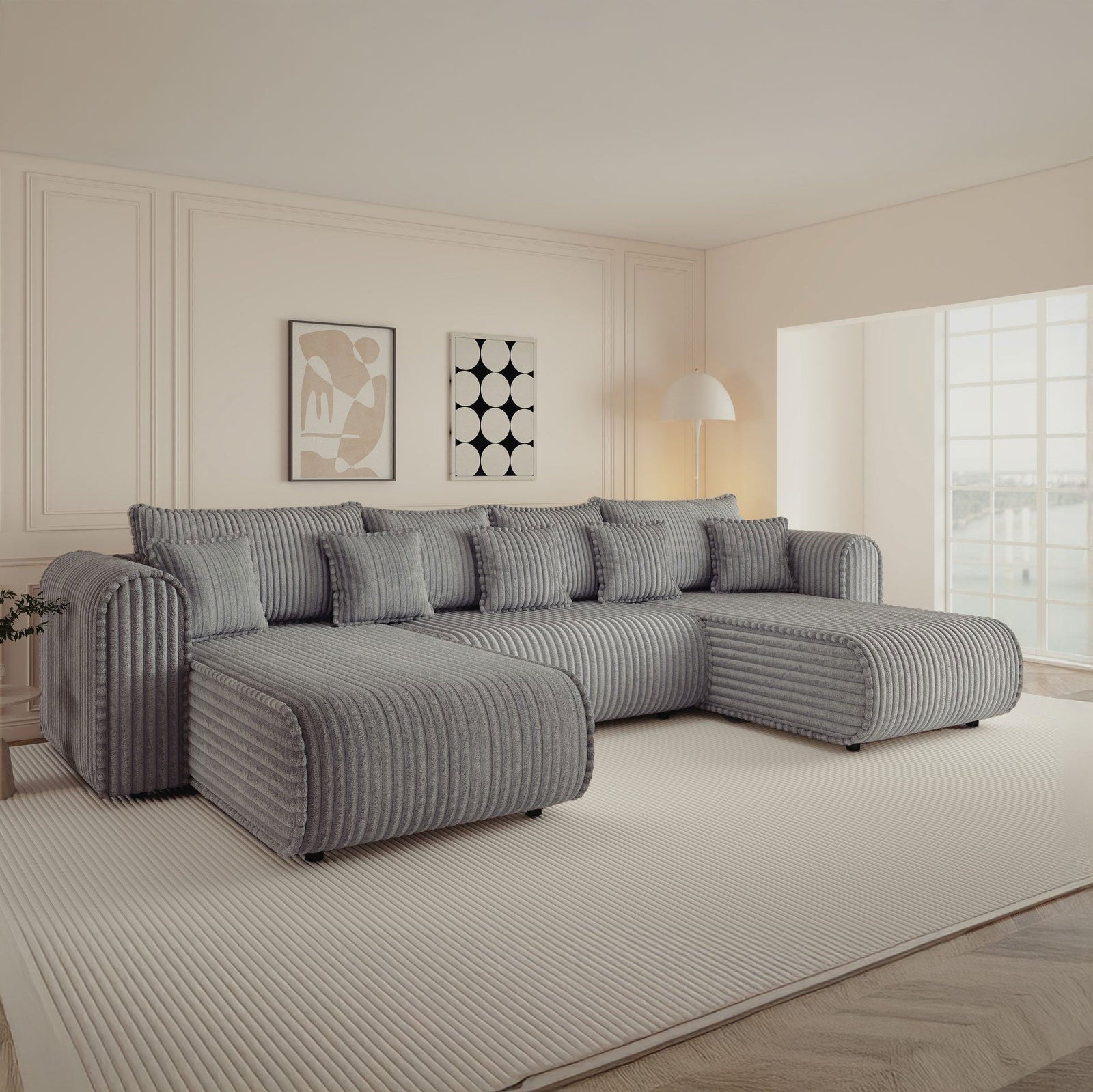 Colțar extensibil dumonde în formă de U cu ladă de depozitare si sezut confortabil din spuma high-density, Monaco U Tili