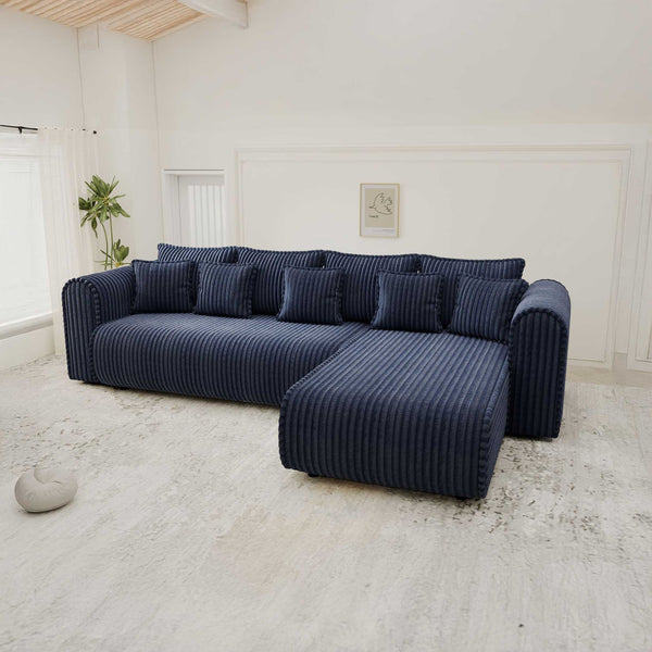 Colțar extensibil dumonde cu ladă de depozitare si sezut confortabil din spuma high-density, Monaco XL Tilia Albastru II 340x185 cm