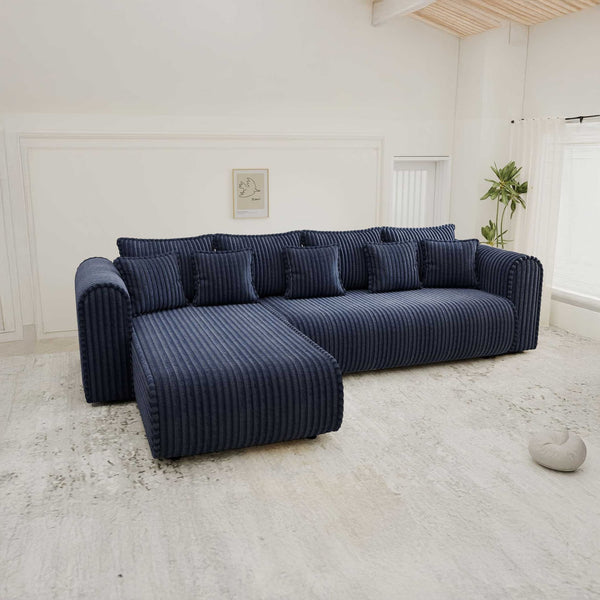 Colțar extensibil dumonde cu ladă de depozitare si sezut confortabil din spuma high-density, Monaco XL Tilia Albastru 340x185 cm