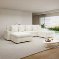 Colțar extensibil dumonde cu ladă de depozitare Leonardo U Tilia Bej 360x185 cm