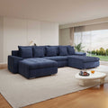 Colțar extensibil dumonde cu ladă de depozitare Leonardo U Tilia Albastru 360x185 cm
